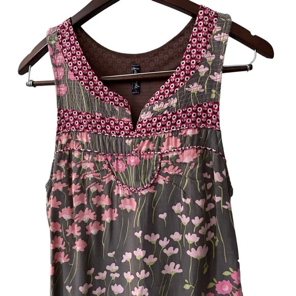 Free People Sleeveless Floral Boho Split V-Neck Shift Dress Womens 2 Fairycore - Picture 2 of 10